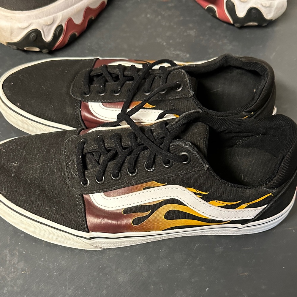 Vans Black Sneakers with Red Logo